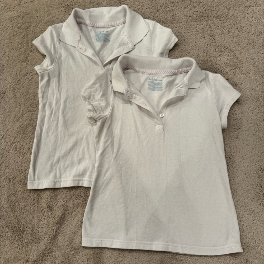 Cat & Jack White Girls Polo Shirts two shirts size small